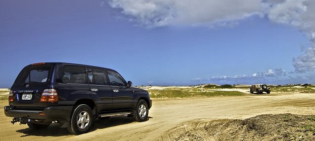 Four wheel driving on sand