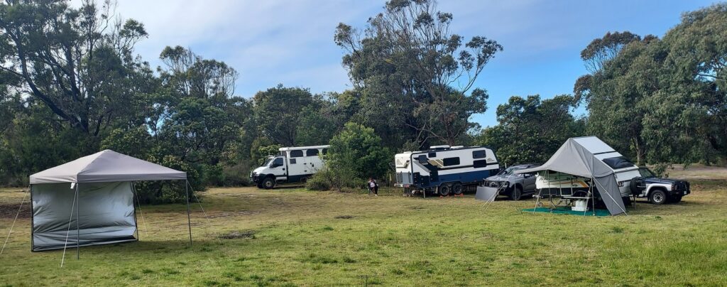 Set up at Glasshouse Campground, Lake Tyers